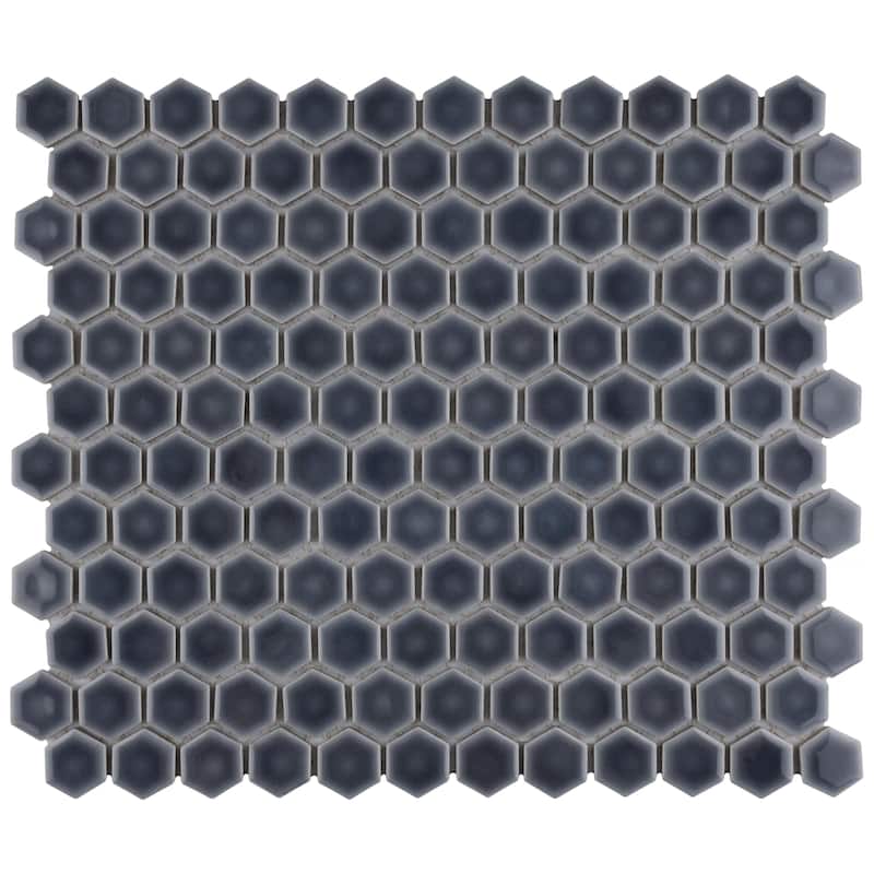 Merola Tile Hudson 1" Hex Storm Grey 11-7/8" x 13-1/4" Porcelain Mosaic Floor and Wall Tile - Case (10 Tiles)