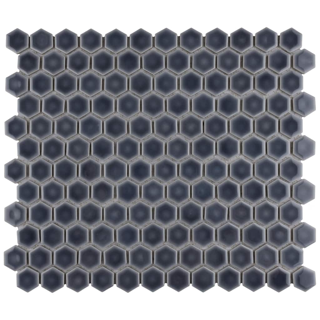 Merola Tile Hudson 1" Hex Storm Grey 11-7/8" x 13-1/4" Porcelain Mosaic Floor and Wall Tile