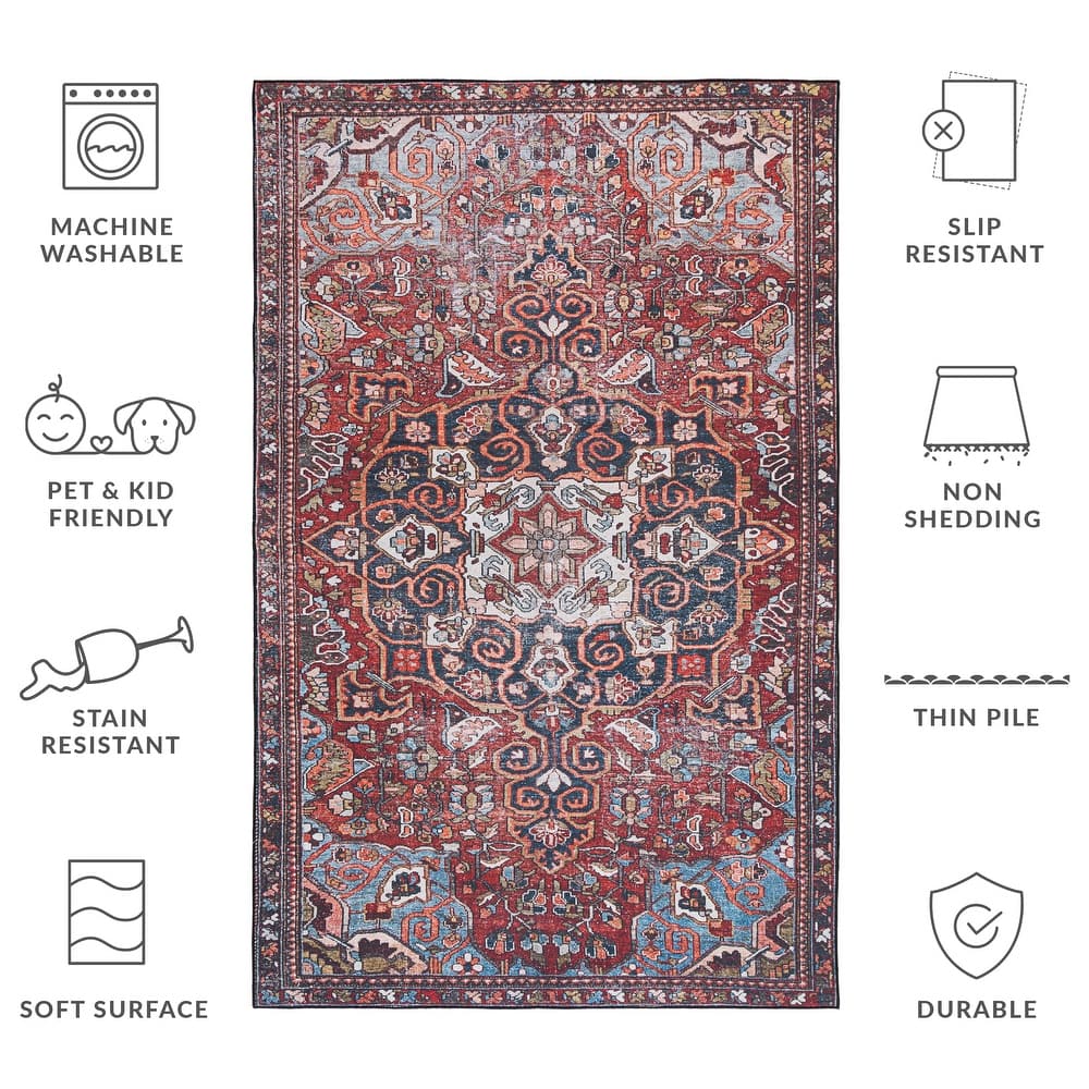 SAFAVIEH Tucson Machine Washable Slip Resistant Rachael Oriental Rug