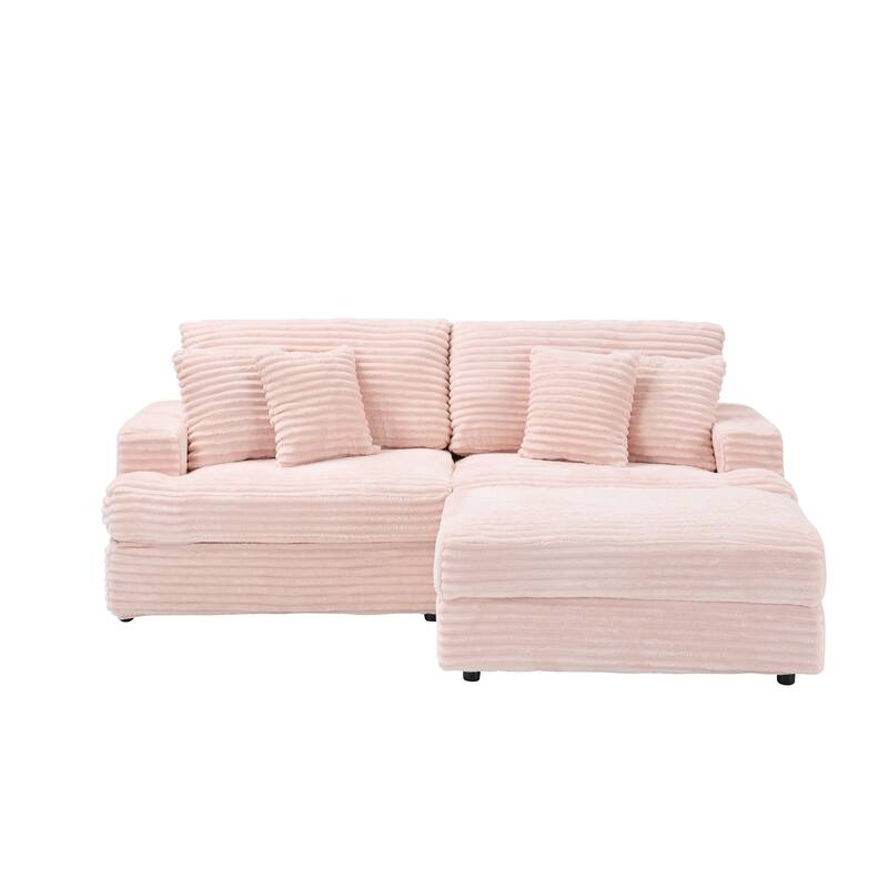 41.34-inch Pink Corduroy Sofa with Comfortable Memory Sponge and Easy Assembly - Multi-Color