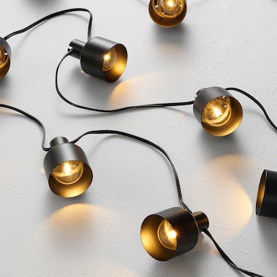 SAFAVIEH Lighting Latina 10 Ft LED Outdoor String Lights - Black - 120Wx2Dx3H