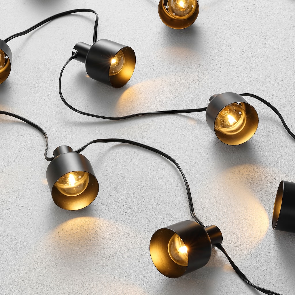 SAFAVIEH Lighting Latina 10 Ft LED Outdoor String Lights - Black - 120Wx2Dx3H