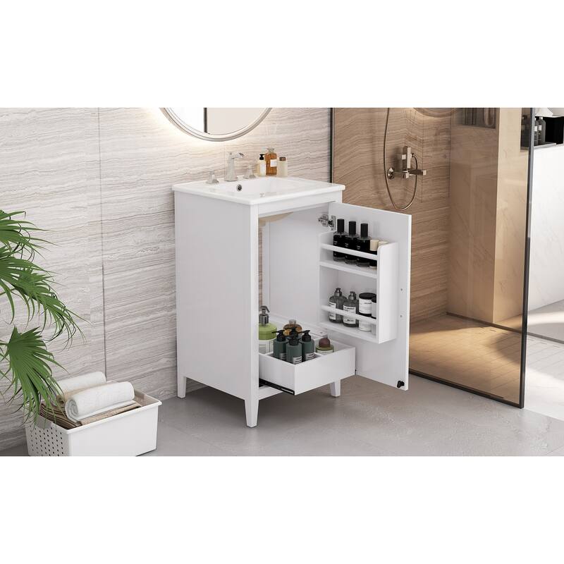 20.3" Bathroom Vanity with Sink, Drawer, Door Shelf, Soft-Closing Door
