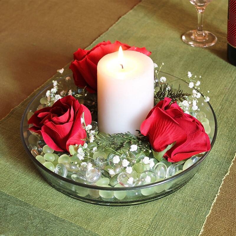 Achla Designs Round Glass Tray for Indoor and Outdoor Gardening,Clear