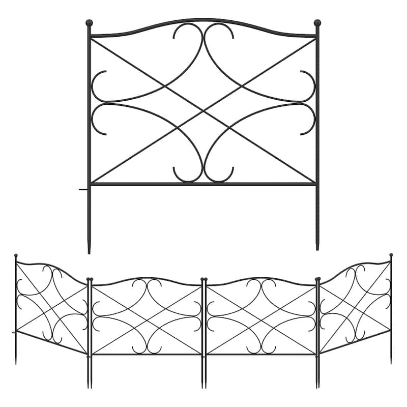 24.4'' Hx23.6'' W Steel Trellis Decorative Metal Fence Panel(5/10 PCS)