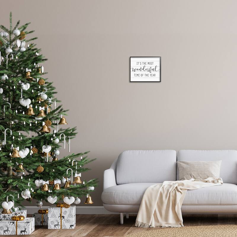 Stupell Holiday Most Wonderful Time Of The Year Framed Art, Design By Artist Lettered and Lined