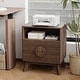 preview thumbnail 19 of 23, Fluted Nightstand with Charging Station, Modern 19.6in Wide End Table Wood Bedside Table with 2 Drawers for Bedroom