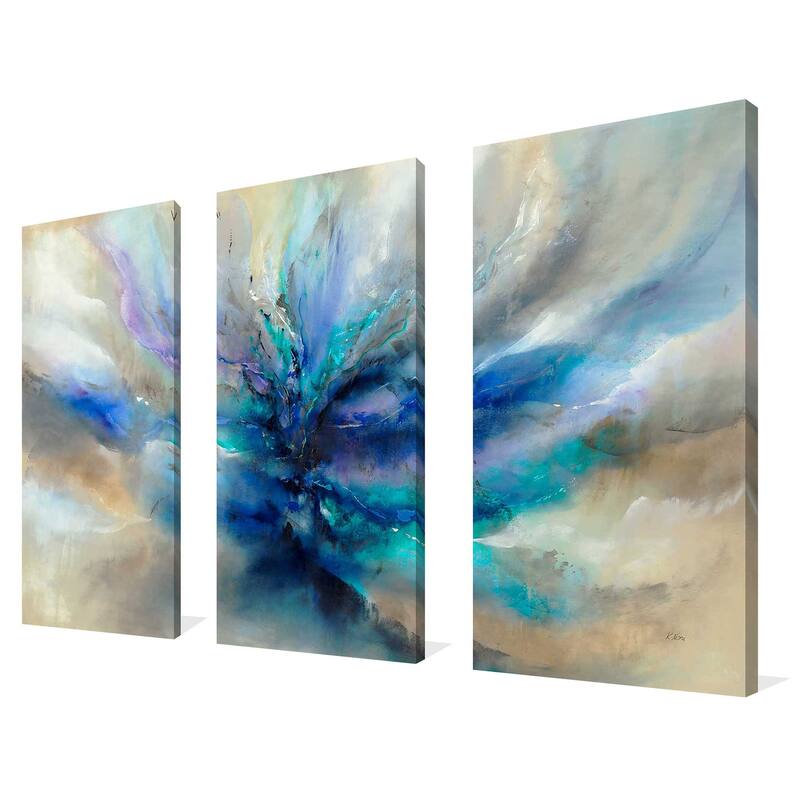 "Ocean Flicker II" by K.Nari 3 Piece Set on Canvas