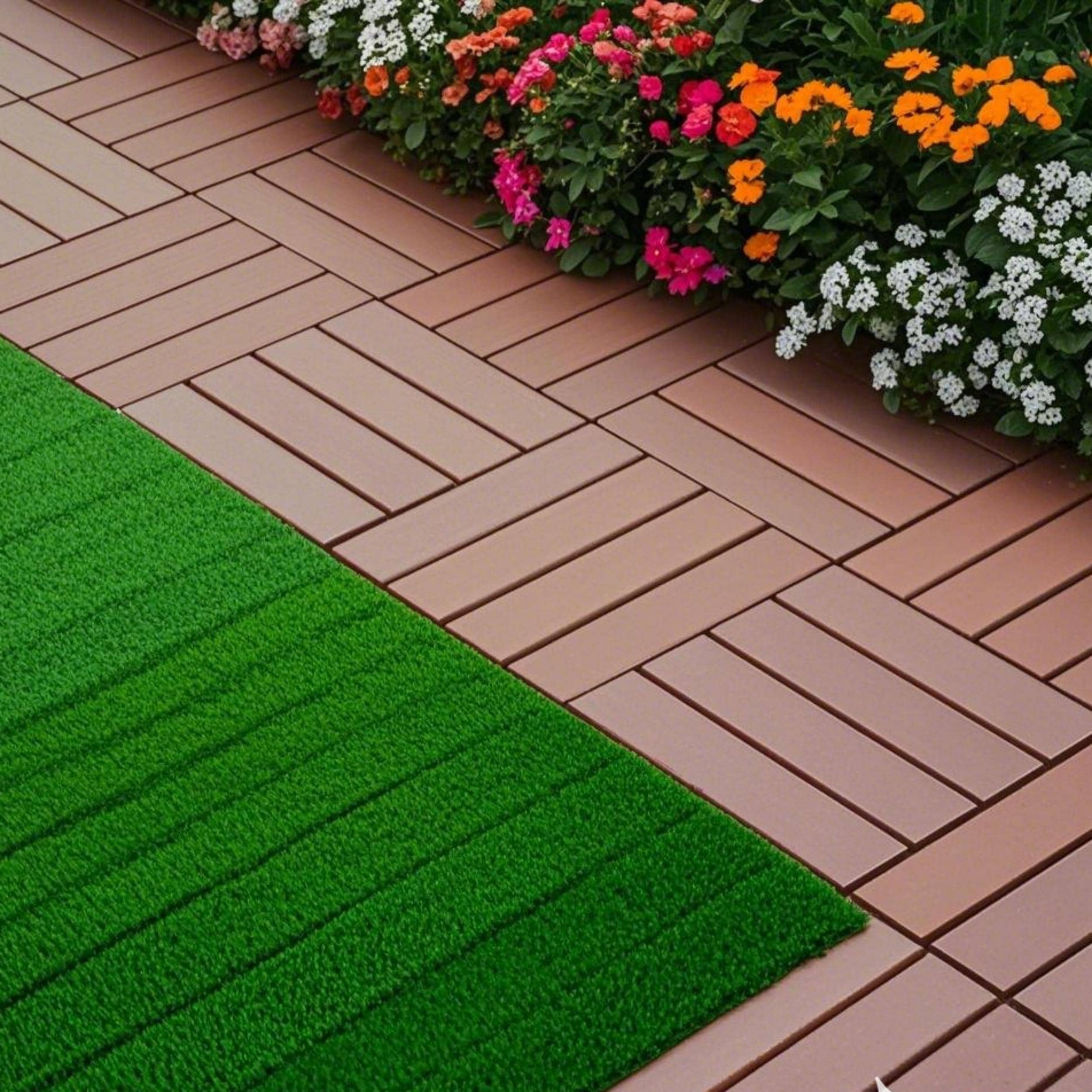 12"x12" Square Waterproof Outdoor All Weather Use, Patio Decking Tiles for Poolside Balcony Backyard
