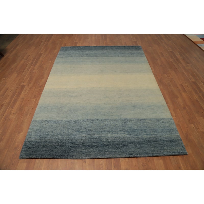 Hand Knotted Oriental 100% Wool Carpet Modern Stripe Multi-Colored Gabbeh Area Rug - 7' 10'' X 5' 7''