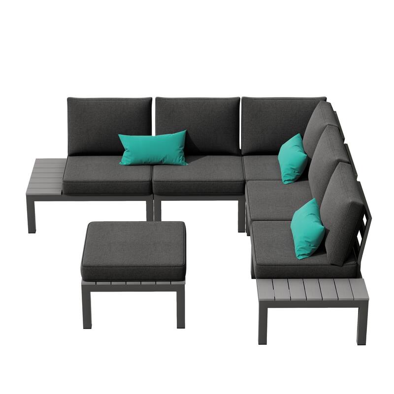 Corvus Fox Bay Aluminum Outdoor 6-piece Sectional Sofa Set - Black