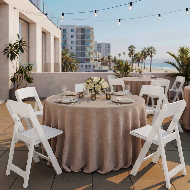 Commercial Resin Folding Event Chair with Removable Vinyl Padded Seat - 17.5"W x 18.25"D x 31.25"H