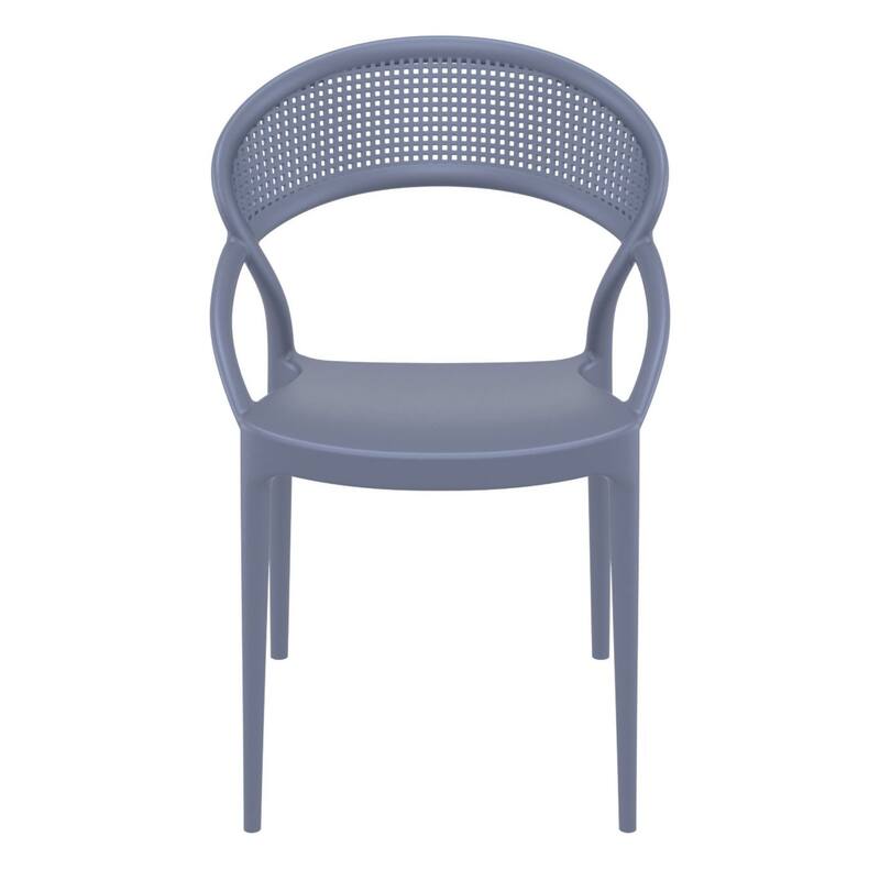 32.25" Gray Mesh Outdoor Patio Round Dining Chair