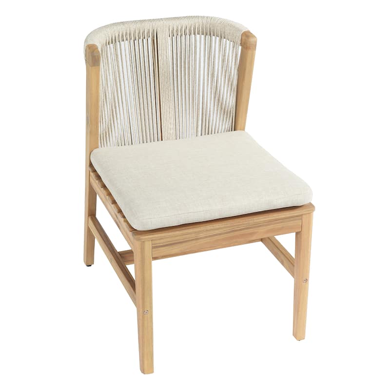 Christopher Knight Home - Solterra Farmhouse Wood & Rope Woven 9-Piece Outdoor Dining Set with Slat Table