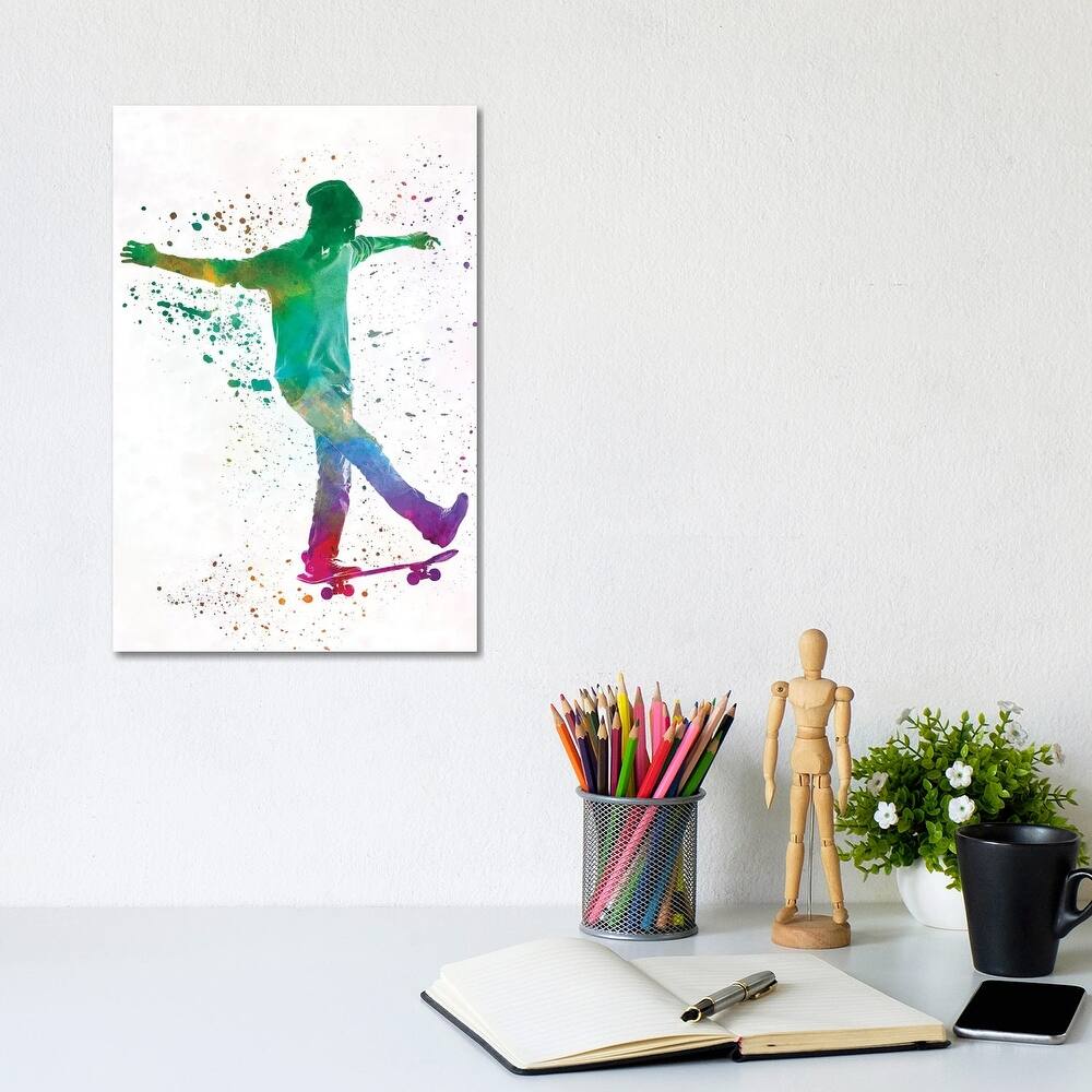 iCanvas "Skateboarder In Watercolor VII" by Paul Rommer Canvas Print
