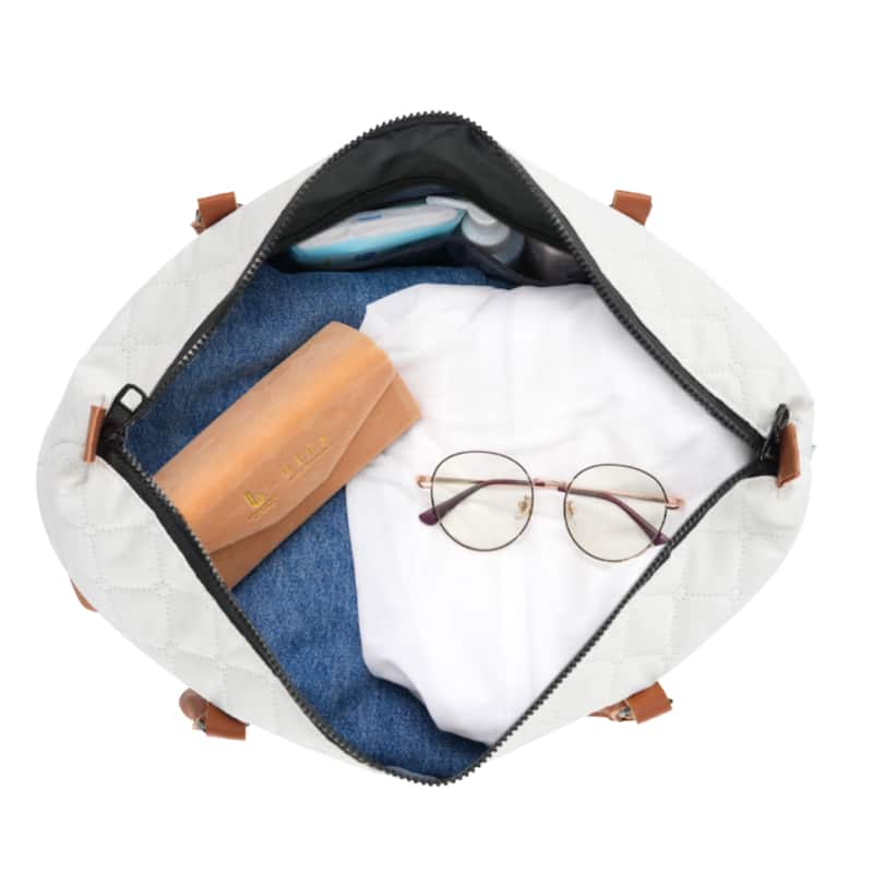 4-Piece, Modern Luggage Sets with Travel Bag and 360° Spinner Wheels, for Boarding Travel, Ivory