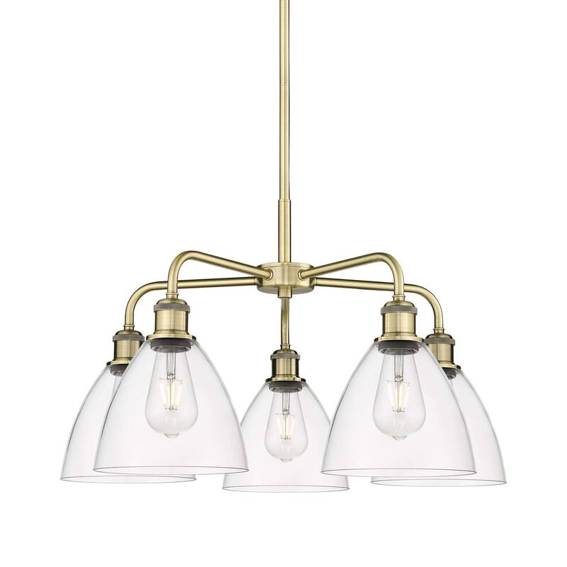 Innovations Lighting 516-5CR-16-26 Bristol Glass Chandelier Bristol - Antique Brass / Clear