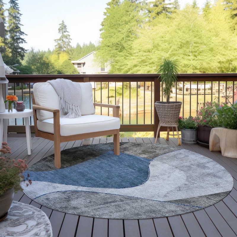 Machine Washable Indoor/ Outdoor Chantille Modern Abstract Rug
