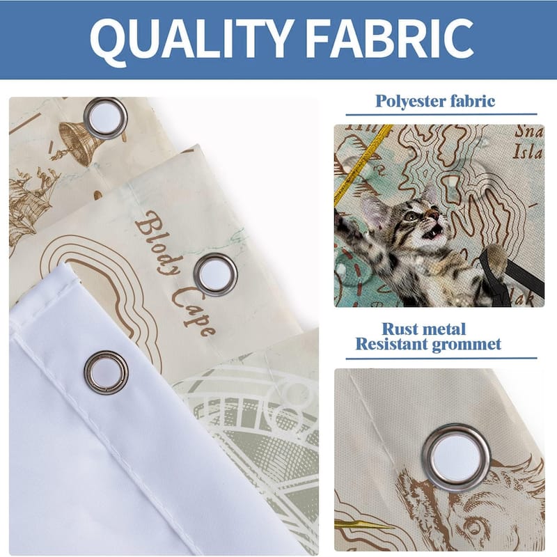 Funny Cat Shower Curtain Riding Whale Fun Sea Cute Beach (W60''xH72'')
