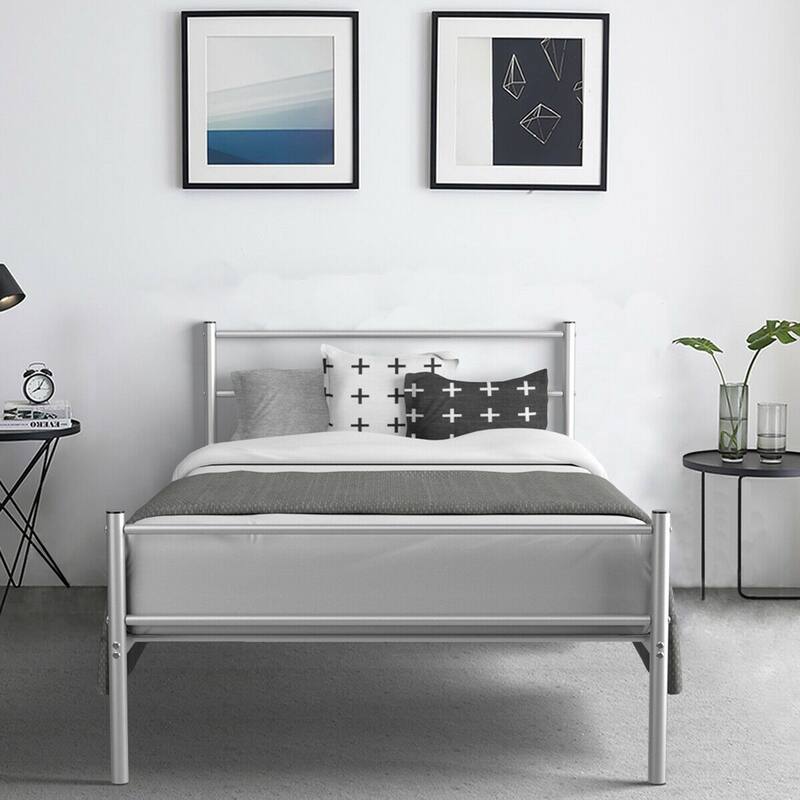 Gymax Twin Size Metal Bed Frame Platform Mattress Foundation W/