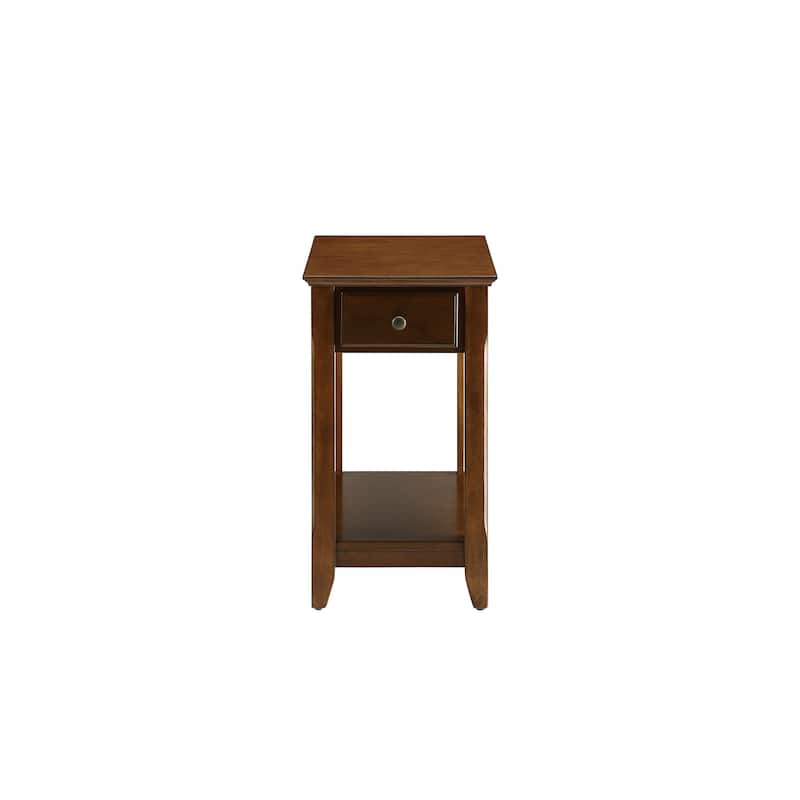 Space Saving Rectangular 23” Wooden Side End Table with Two Storage Shelve and One Drawer for Living Room - 13"L X 22"W x 23"H - Brown