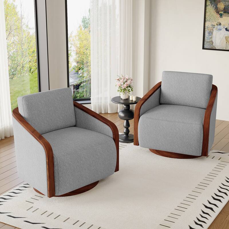 Modern Upholstered Swivel Accent Chair Set of 2