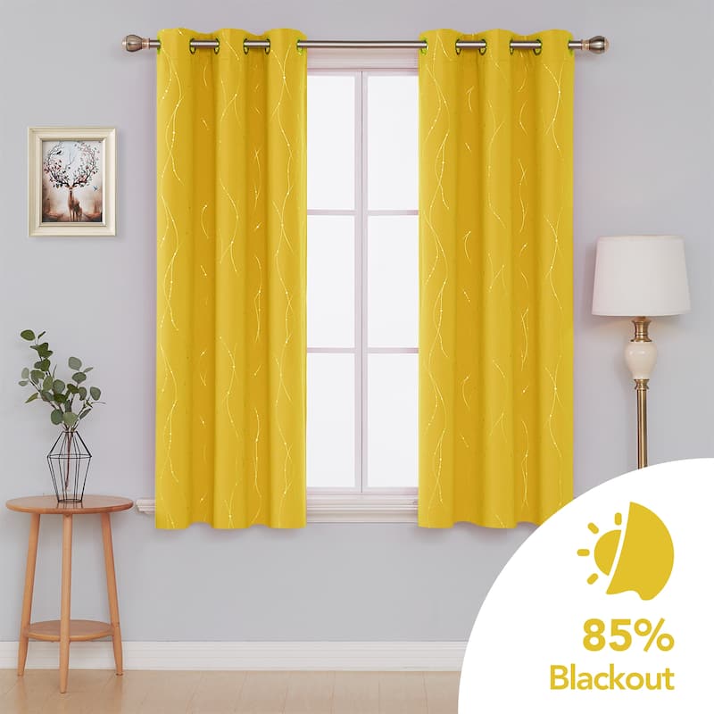 Deconovo Wave Line with Dots 42 Width Curtains Pair(2 Panel)