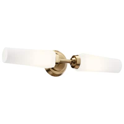 Kichler Lighting Truby 20.75 in. 2-Light Champagne Bronze Vanity Light with Satin Etched Cased Opal Glass