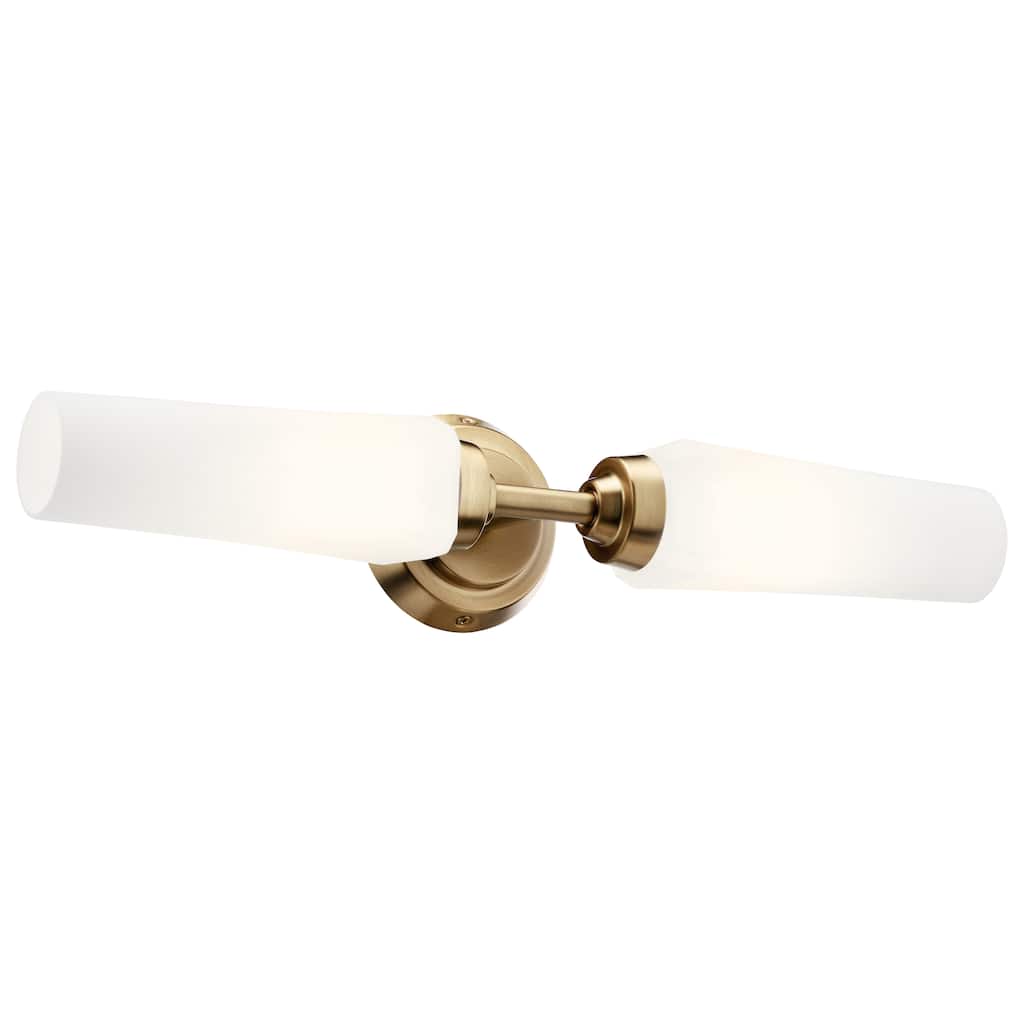 Kichler Lighting Truby 20.75 in. 2-Light Champagne Bronze Vanity Light with Satin Etched Cased Opal Glass