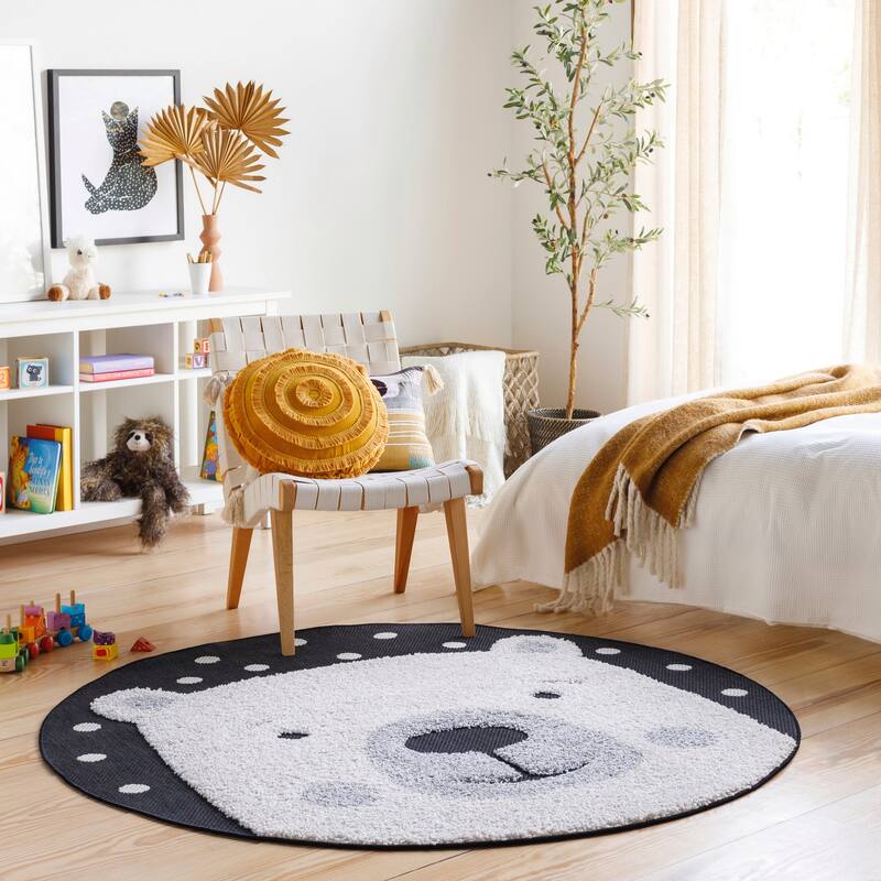 Livabliss Kayra Modern Indoor/Outdoor Area Rug - 5'3" x 5'3" - Polar Bear