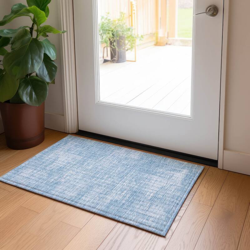 Machine Washable Indoor/ Outdoor Chantille Abstract Solid Rug
