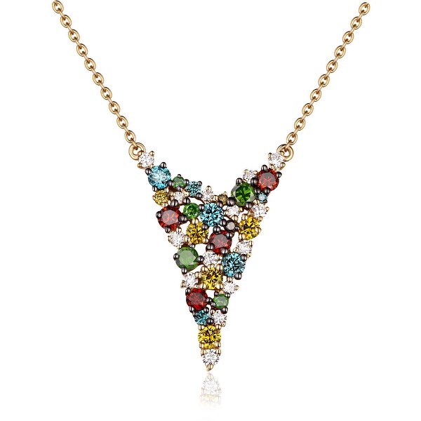 0.98Ct Round Cut G-H/SI1 Multi Color Diamond With White Diamond Designer Necklace