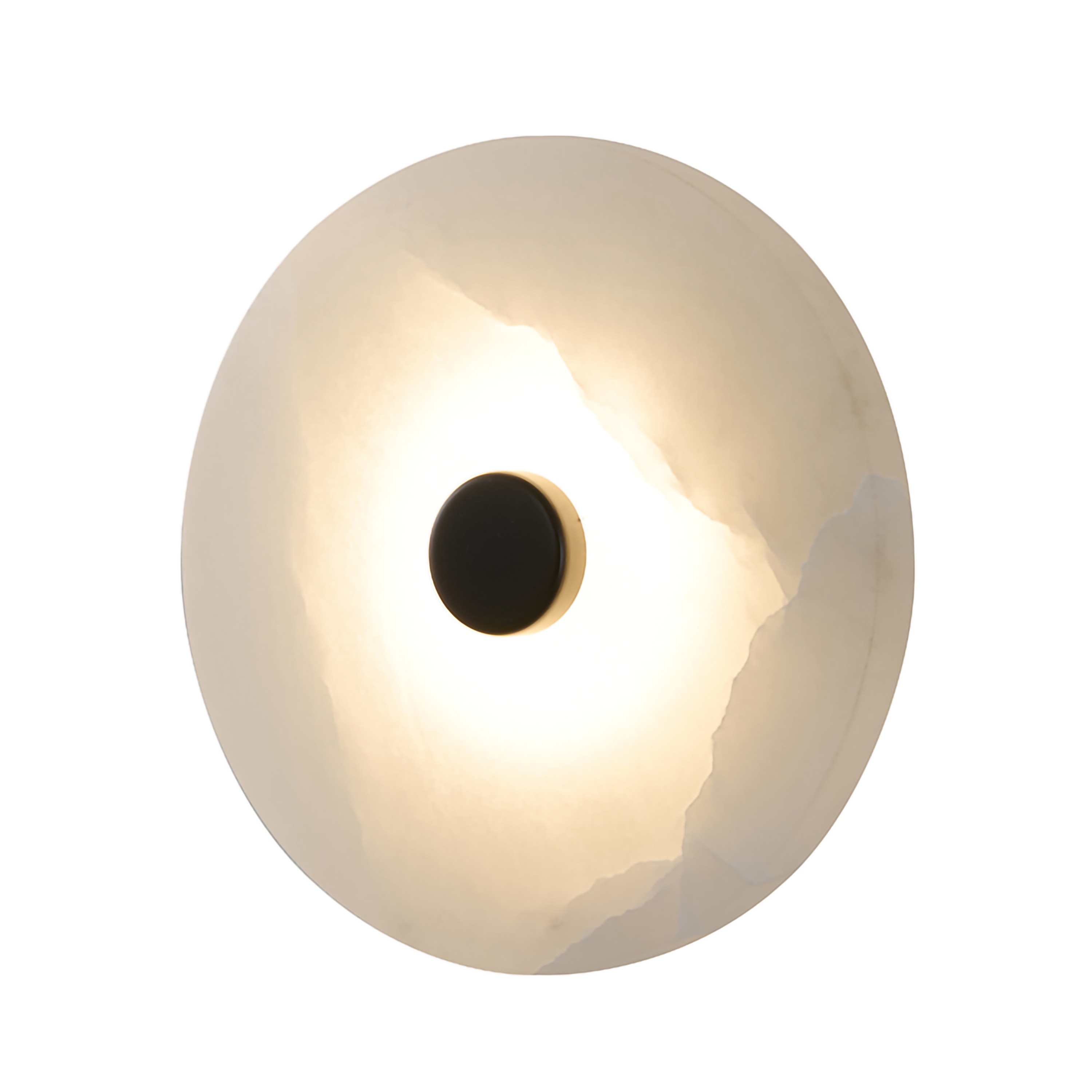 1-Light Satin Black Metal LED Wall Sconce With A Alabaster Shade