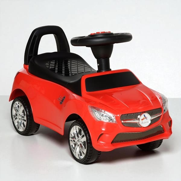 slide 2 of 5, Kids Ride-On Push Car with Foot-to-Floor Design, Horn, Music, Headlights, and Under-Seat Storage for Toddlers Ages 1-3 - Red Red