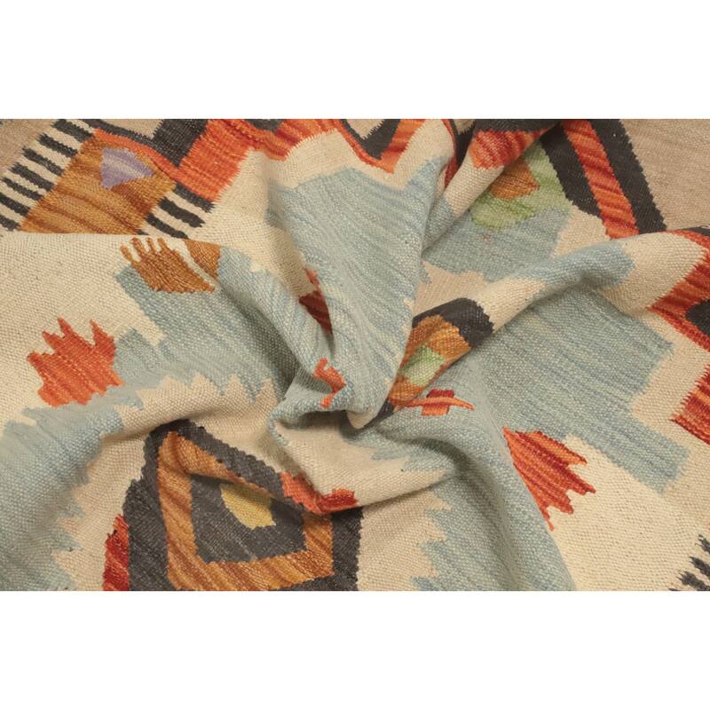 Hand Woven Southwestern Wool Multi-Colored Geometric Area Rug - 8' 0'' X 5' 0''