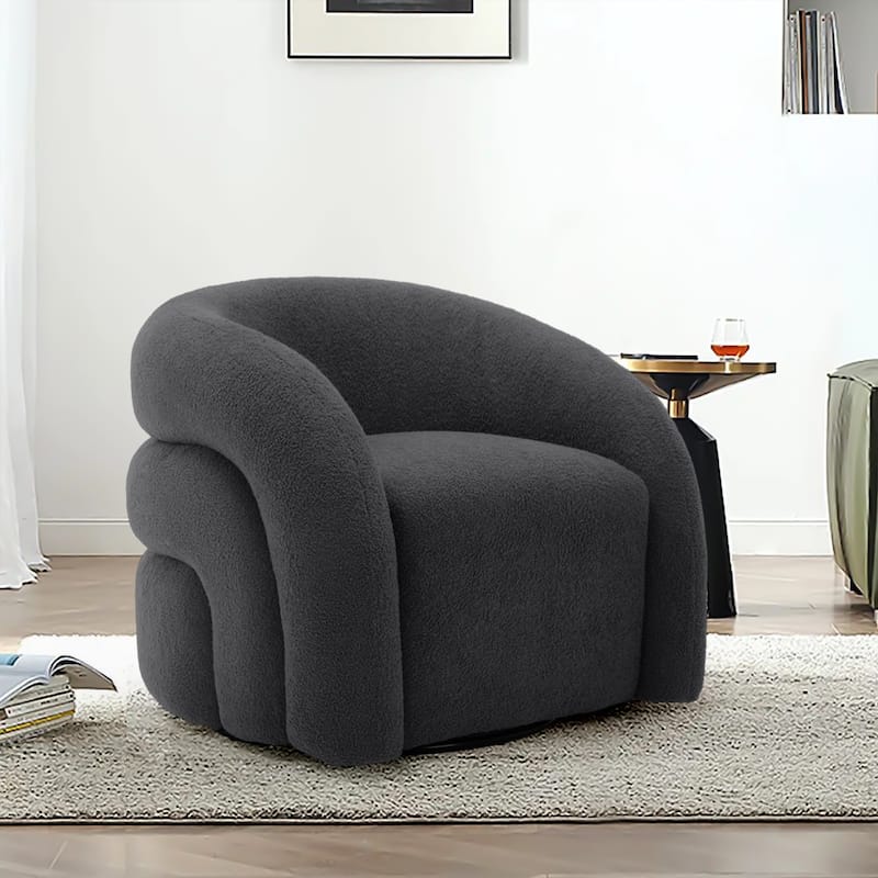 Upholstered Swivel Barrel Accent Chair