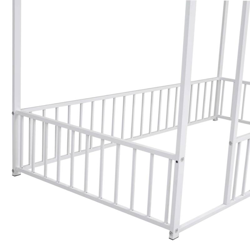 Metal Bed House Bed with Fence