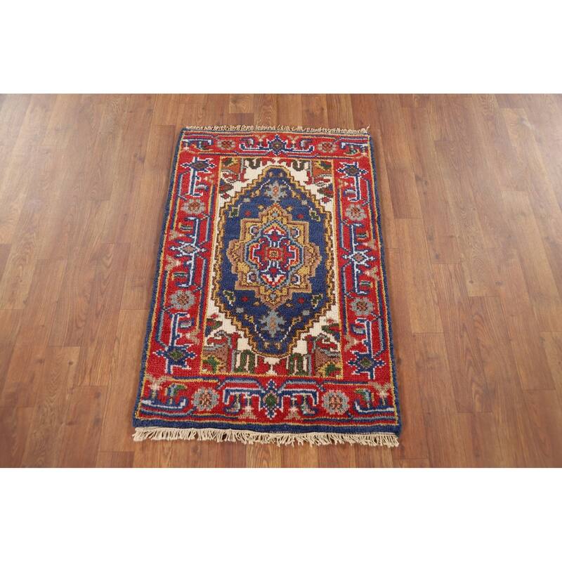 Blue Heriz Serapi Indian Accent Rug Handmade Wool Carpet - 2'0" x 3'0"
