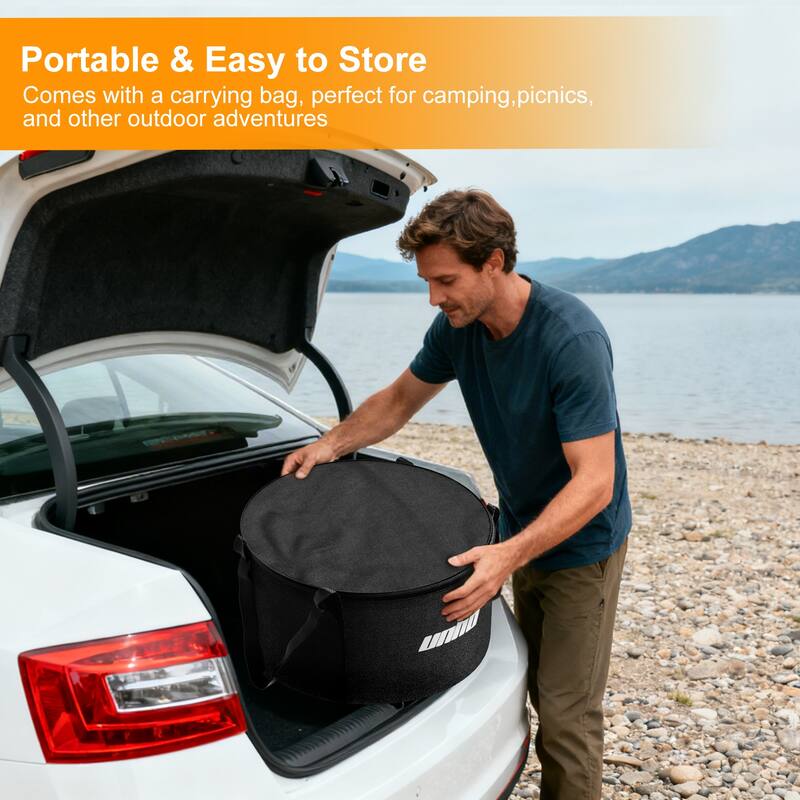 Large Smokeless Stainless Steel Camping Fire Pit Outdoor Firewood Burner Stove with Carry Bag - 19.68x16.33 in