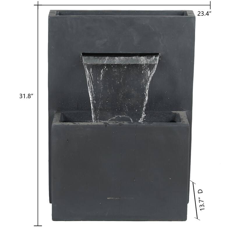 Grey Rectangular Resin Modern Rectangular Waterfall Outdoor Fountain