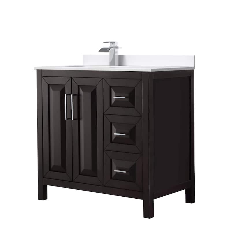 Wyndham Collection WCV252536S-Left-VCA-MXX Daria 36" Free Standing - Dark Espresso / White Cultured Marble Top /