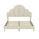 preview thumbnail 6 of 14, Queen Size Velvet Upholstered Platform Bed with Petal Shaped Headboard