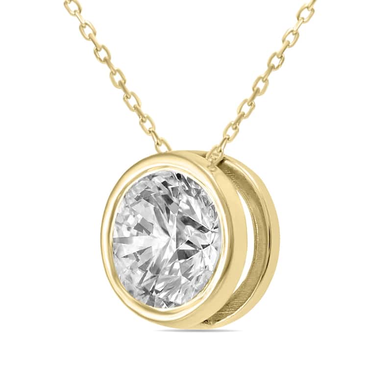 Marquee Certified 1 Carat Diamond Bezel Pendant in 14K Yellow Gold