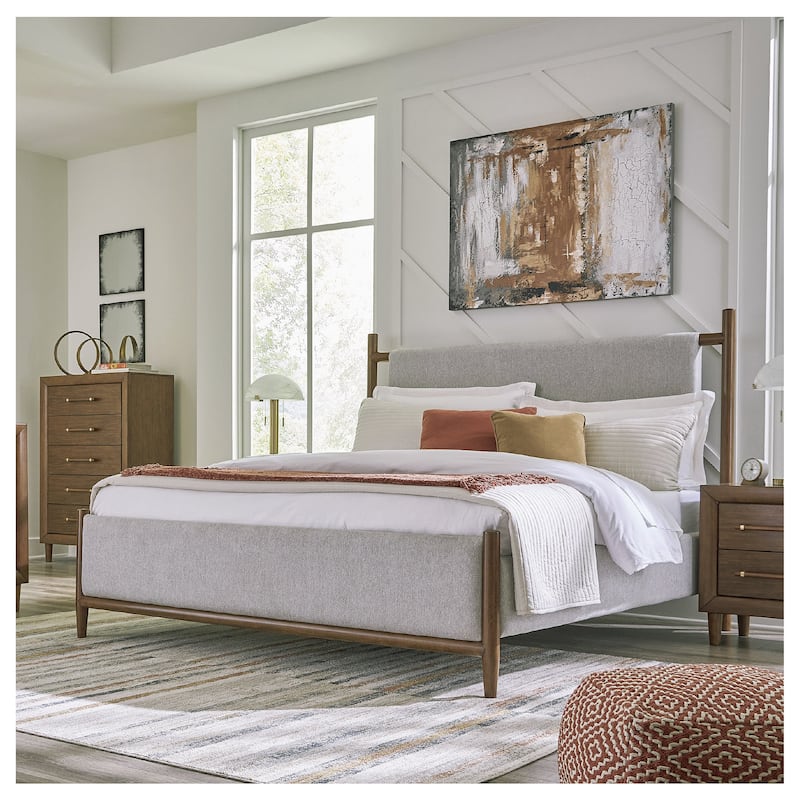 Signature Design by Ashley Lyncott Gray/Brown Upholstered Panel Bed