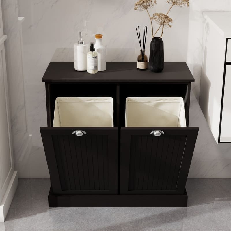 Two-Compartment Tilt-Out Laundry Sorter Cabinet