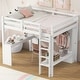 preview thumbnail 5 of 23, Full Loft Bed with L-shaped Desk, Wardrobe and Storage Shelves, White