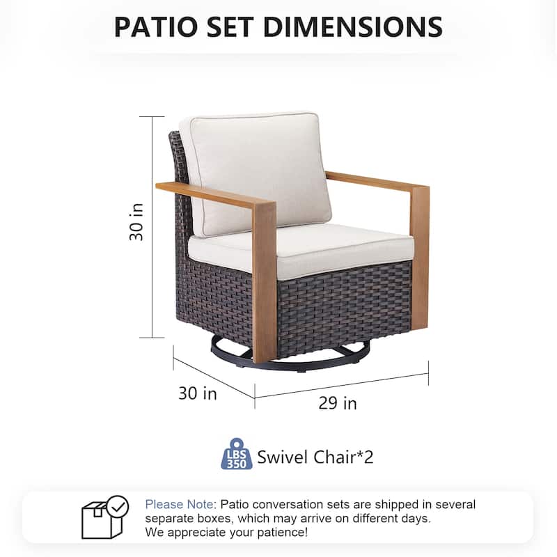 Pocassy 4 Pieces Outoor Swivel Chairs Glider Chair Set