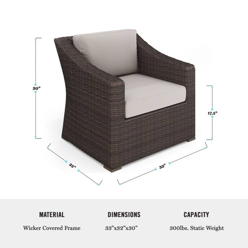 Martha Stewart 4pc Outdoor Rattan Wicker Patio Conversation Set with All-Weather Cushions - 33"W x 32"D x 29.5"H