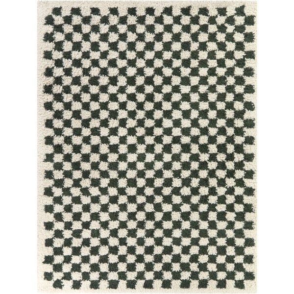 Covey Plush Checkered Thick Shag Area Rug