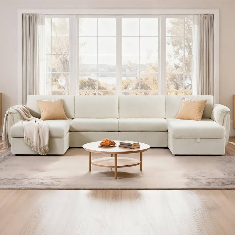 Spruce & Spring Modular Sectional Sofas with Optial Storage Console for Living Room